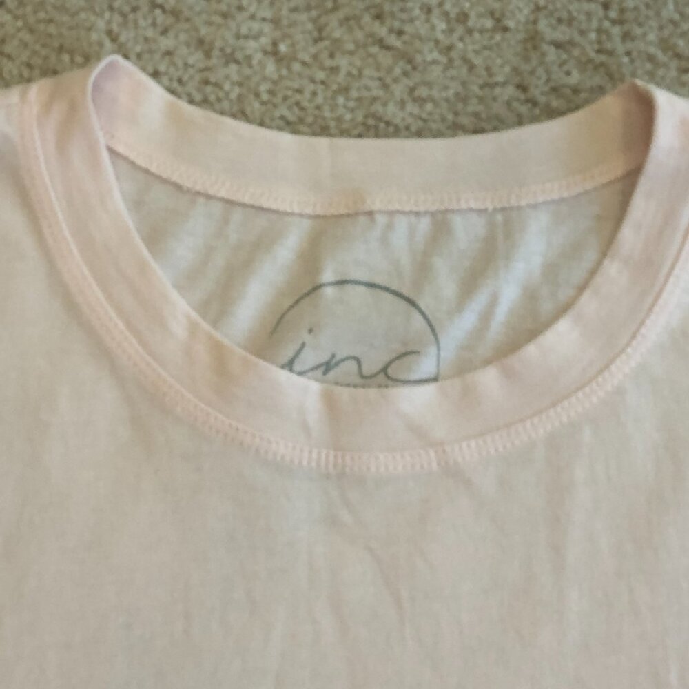 INC Essentials Pale Pink Round Neck Short-Sleeve Top Tee Blouse - Picture 3 of 8